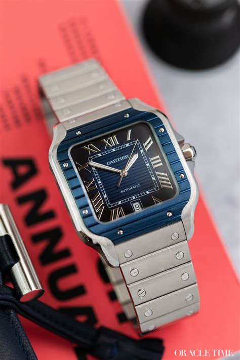 two toned cartier watch|cartier santos blue bezel.